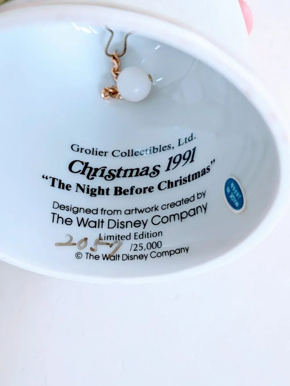 Set of 5 VTG Disney Grolier Christmas Bells 1985-1992 Mickey Donald Ceramic 80s